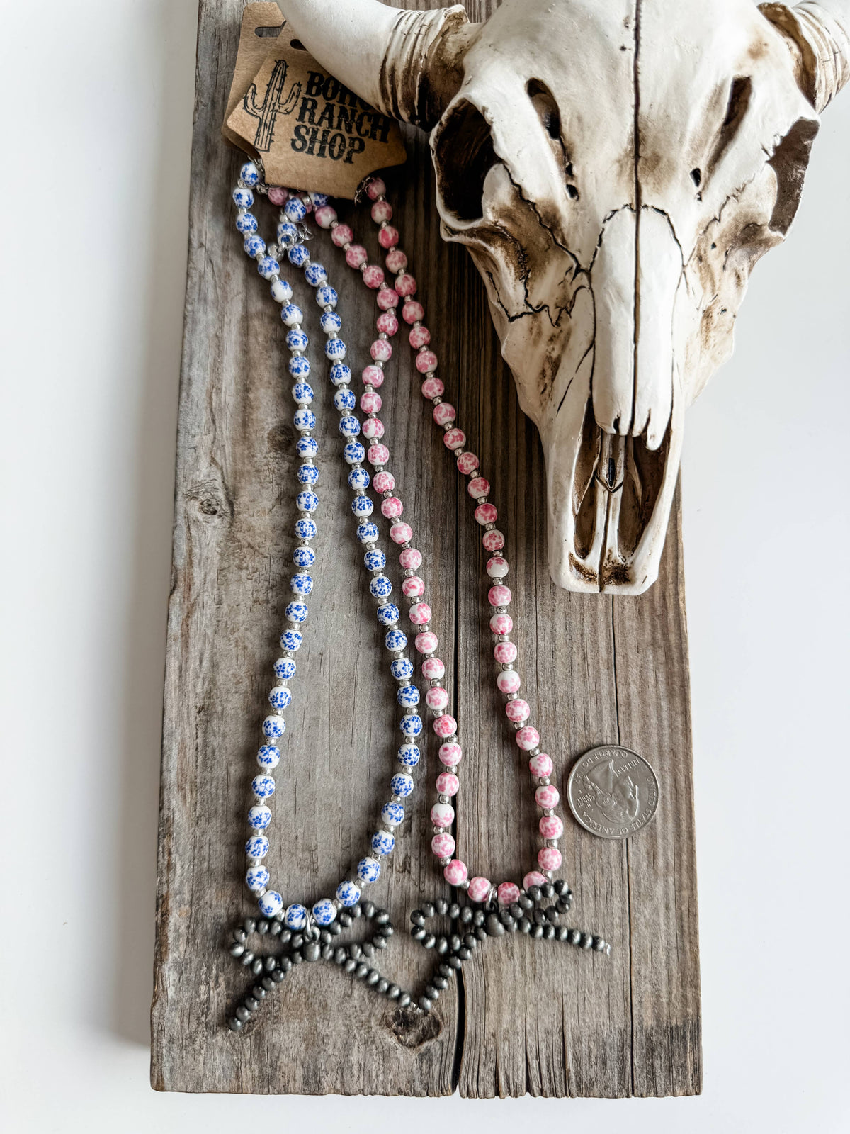 Boho Ranch Shop - Navajo Pearl Bow with Floral Bead Necklace