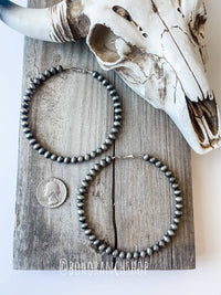 Boho Ranch Shop - 3” Western Navajo Pearl Hoops Earrings