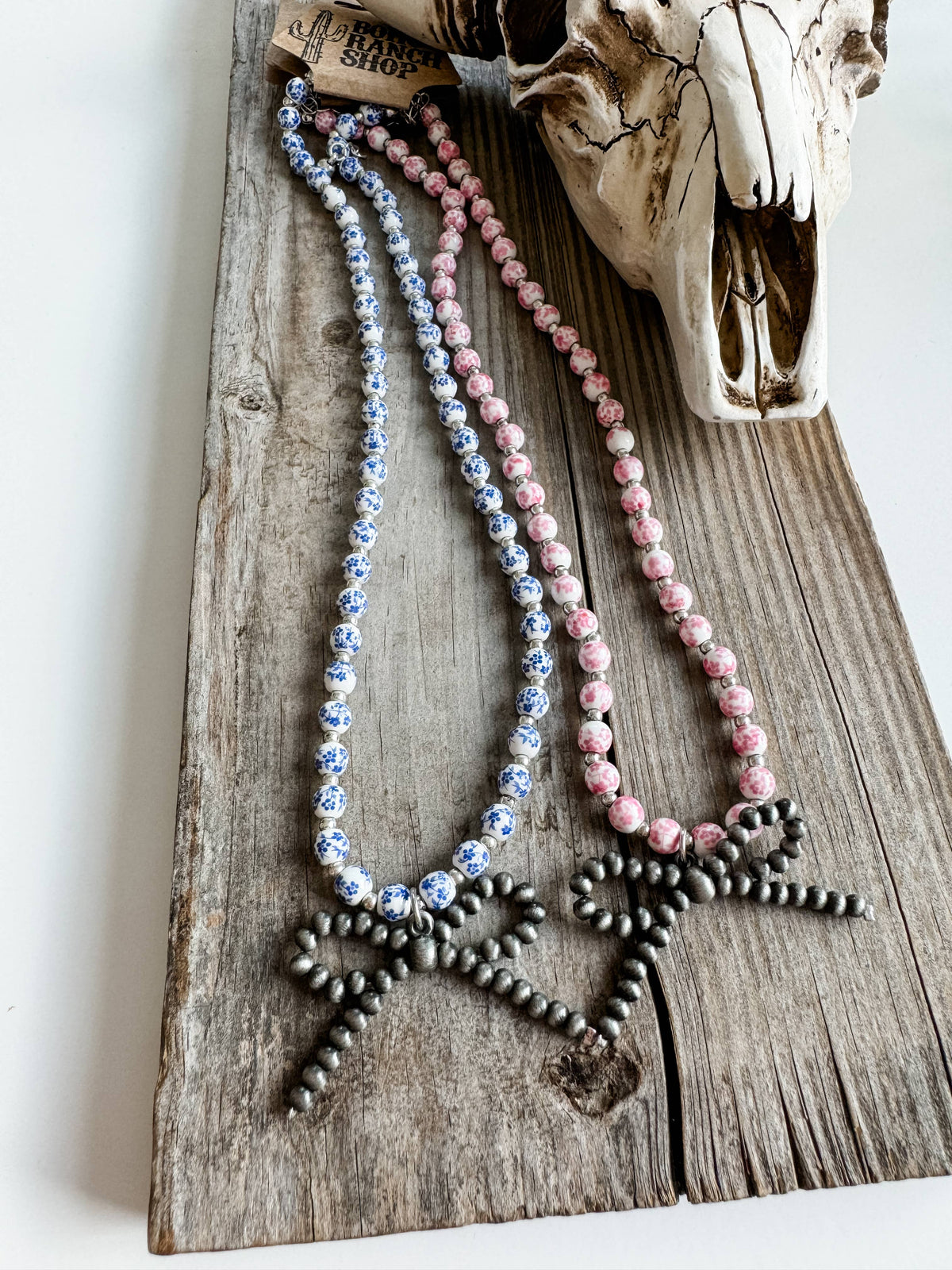 Boho Ranch Shop - Navajo Pearl Bow with Floral Bead Necklace