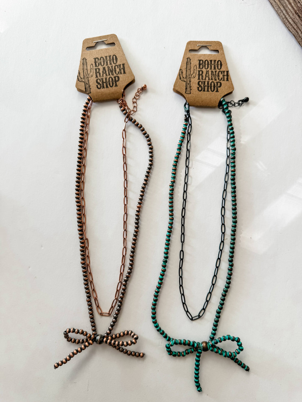Boho Ranch Shop - Navajo Style Pearl Bow Coquette Layered Necklace