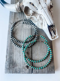 Boho Ranch Shop - 3” Western Navajo Pearl Hoops Earrings
