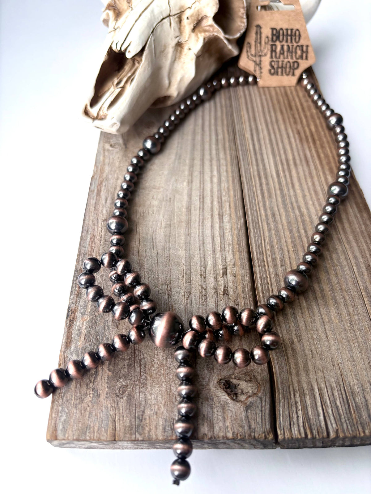 Boho Ranch Shop - Western Navajo Pearl Bead Coquette Bow Necklace