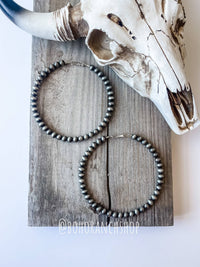 Boho Ranch Shop - 3” Western Navajo Pearl Hoops Earrings