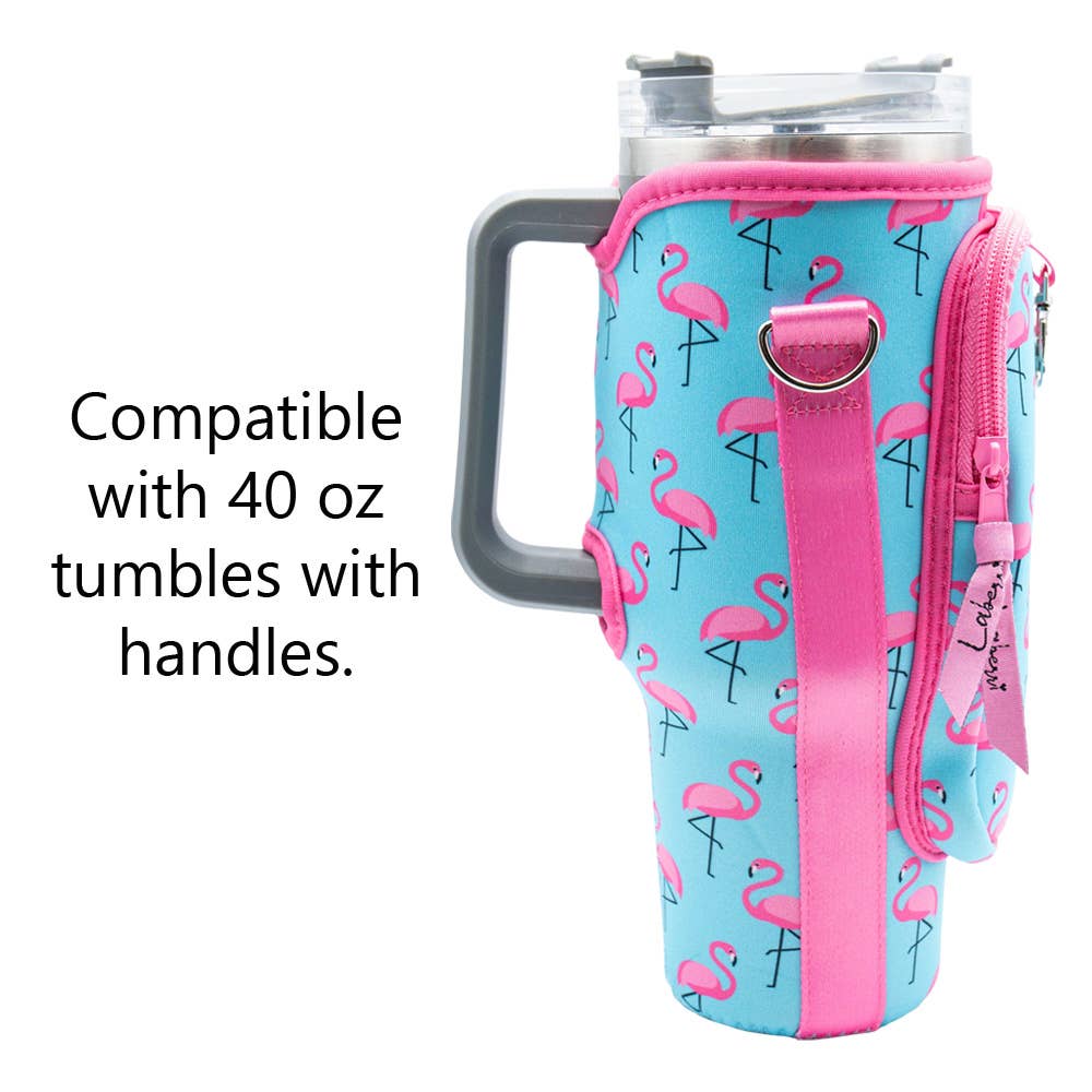 Laberri - 40 oz Tumbler "Handle" Bag - Flamingos