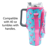 Laberri - 40 oz Tumbler "Handle" Bag - Flamingos
