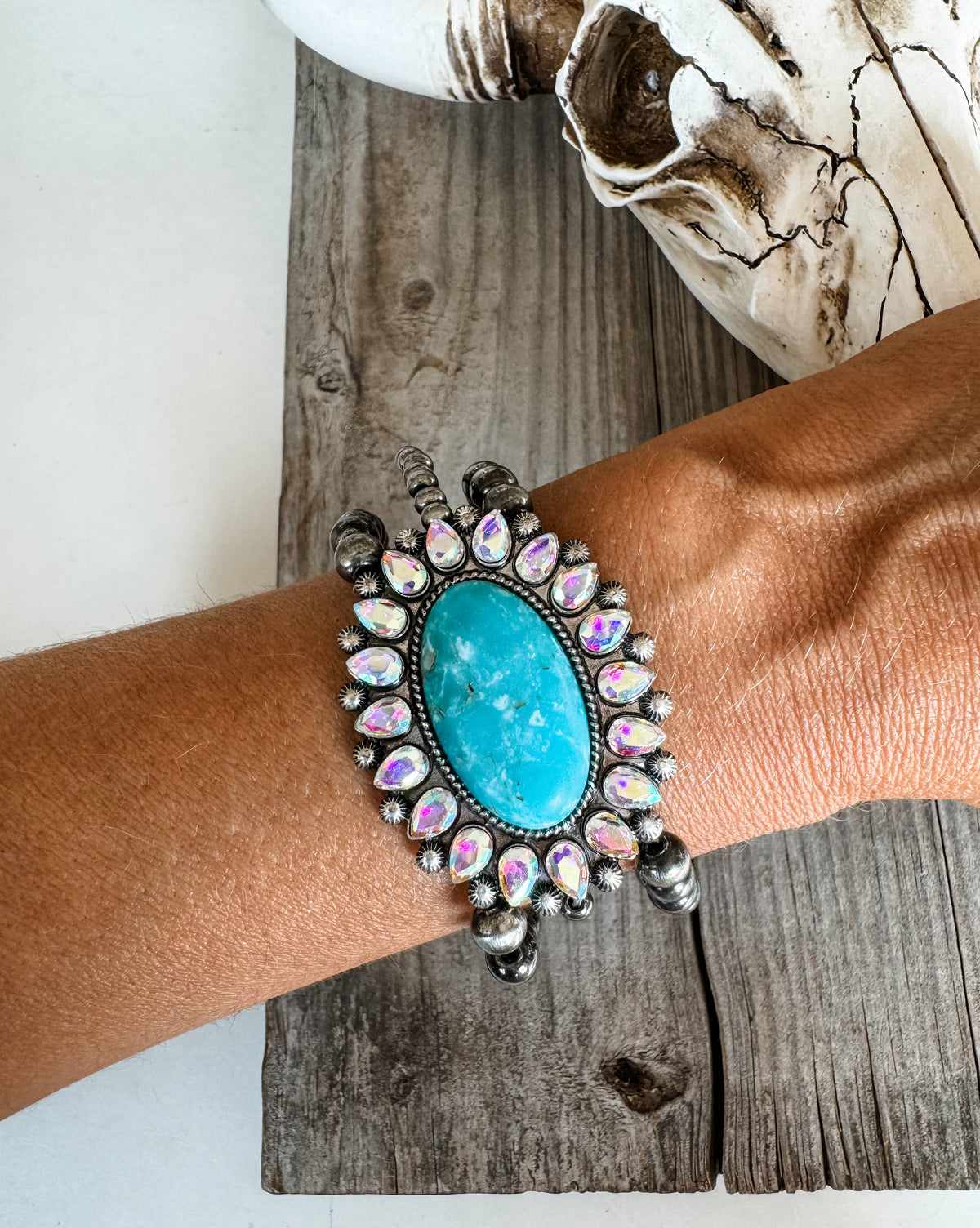 Boho Ranch Shop - Western Beaded Bracelet Navajo Style Turquoise Accent Stone