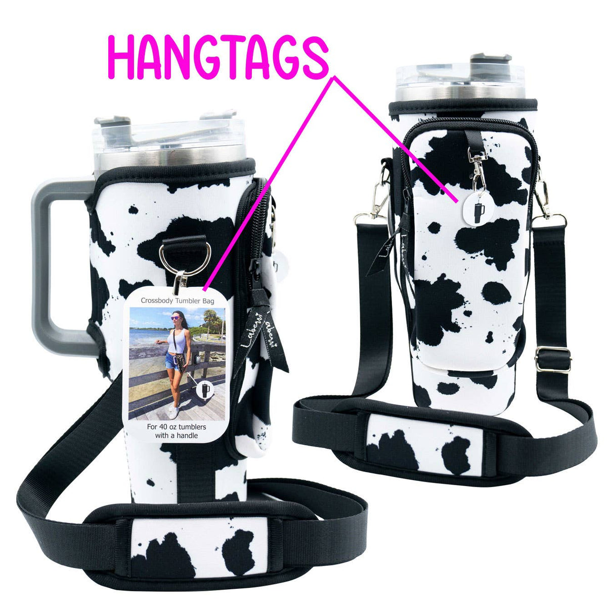 Laberri - 40 oz Tumbler "Handle" Bag - Flamingos