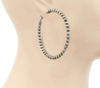 Boho Ranch Shop - 3” Western Navajo Pearl Hoops Earrings