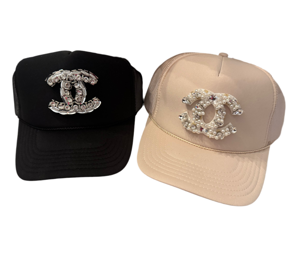 Channel inspired trucker hats