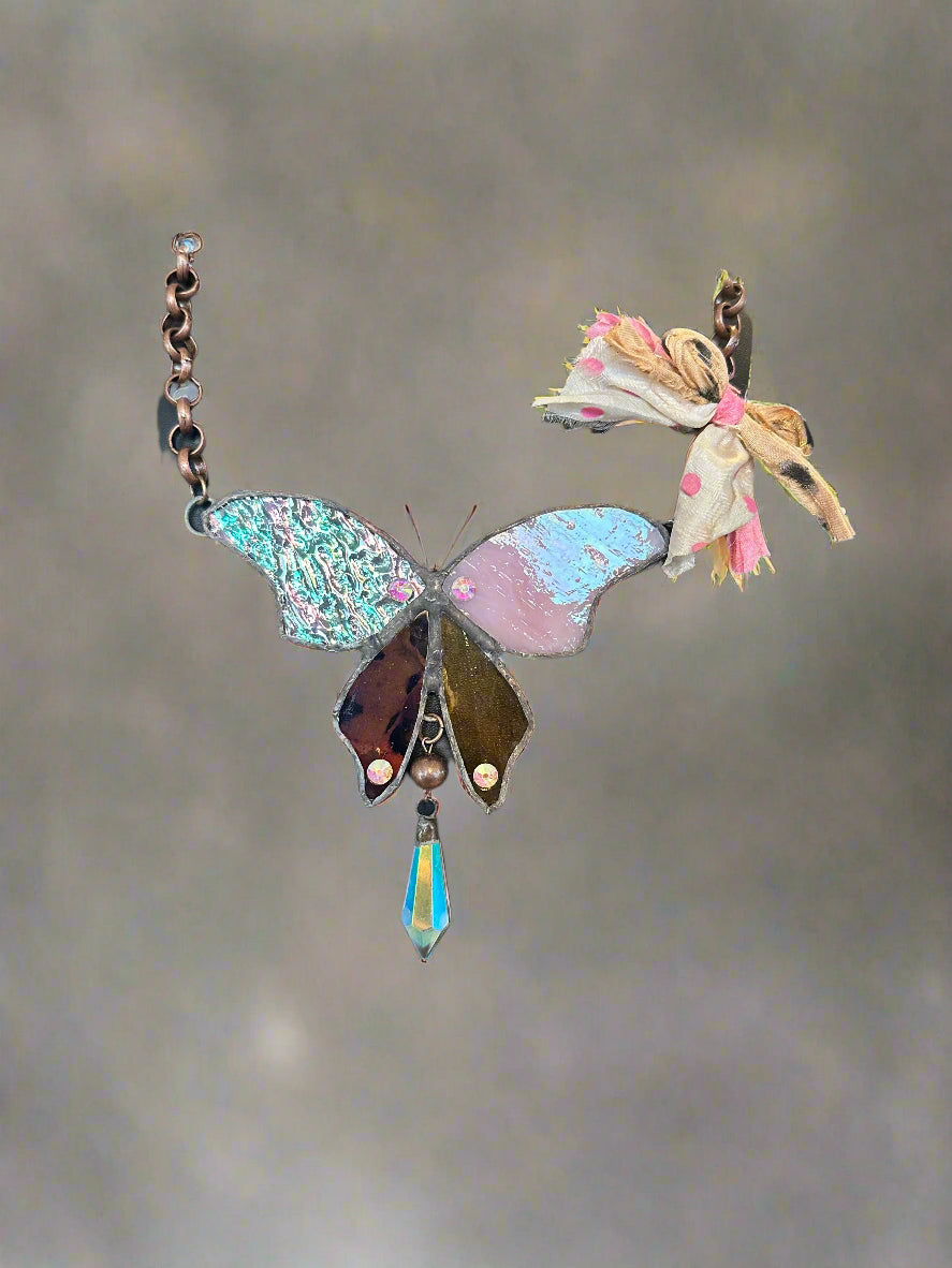 Gypsy South Stained Glass Butterfly Necklace