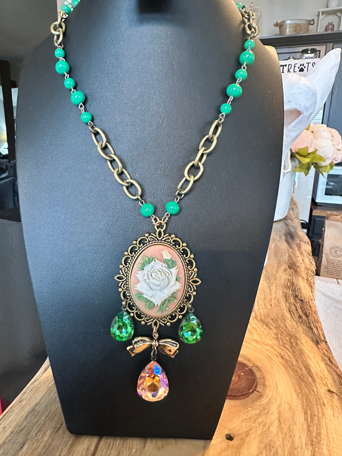 Gypsy South Vintage Flower Crystal Drops Necklace
