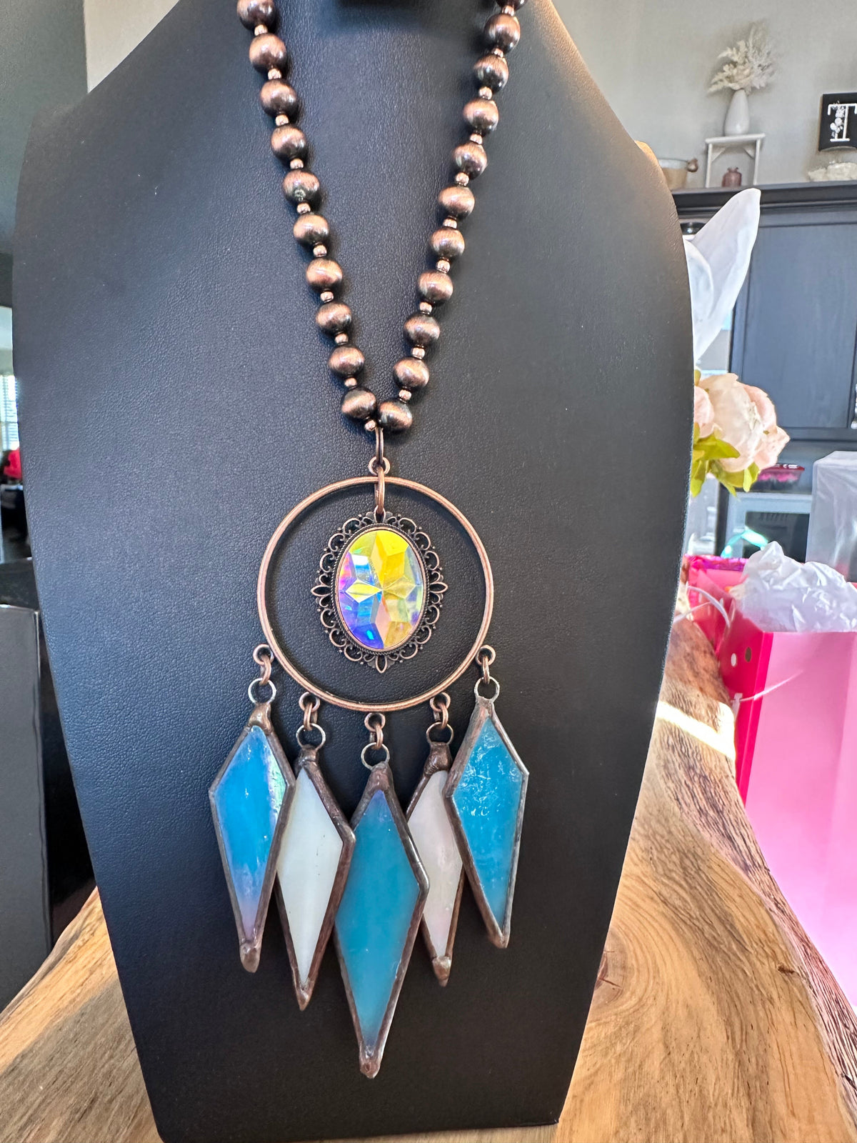 Gypsy South-Stained Glass Pieces Necklace