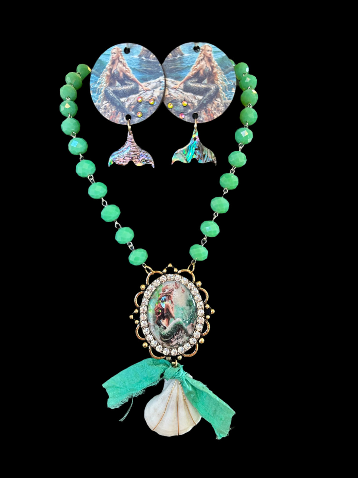 Gypsy South Seafoam Mermaid Necklace and Earring Set