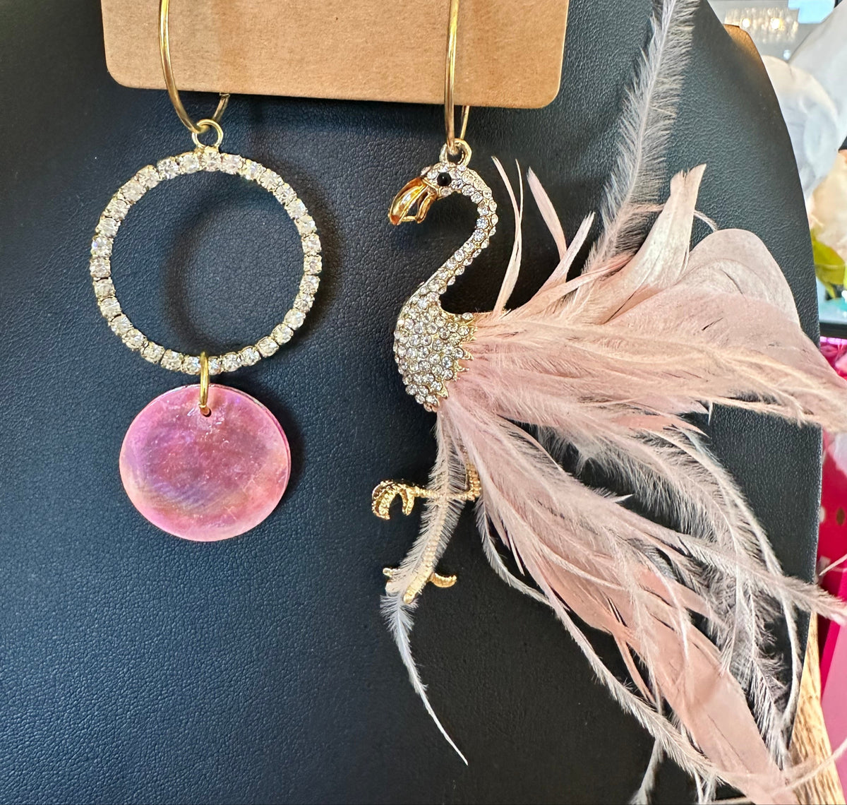 Gypsy South Pink Flamingo Feather Earrings