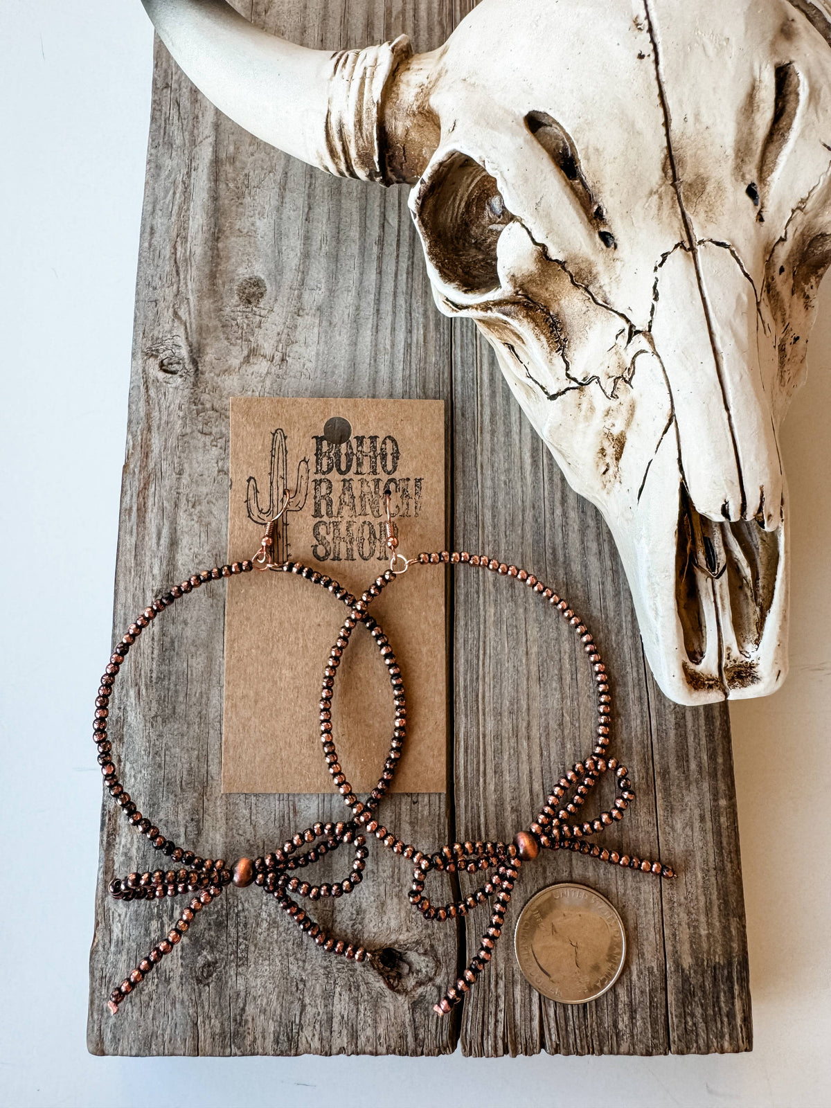 Boho Ranch Shop - Western Navajo Style Pearl Bow Hoop Coquette Earrings