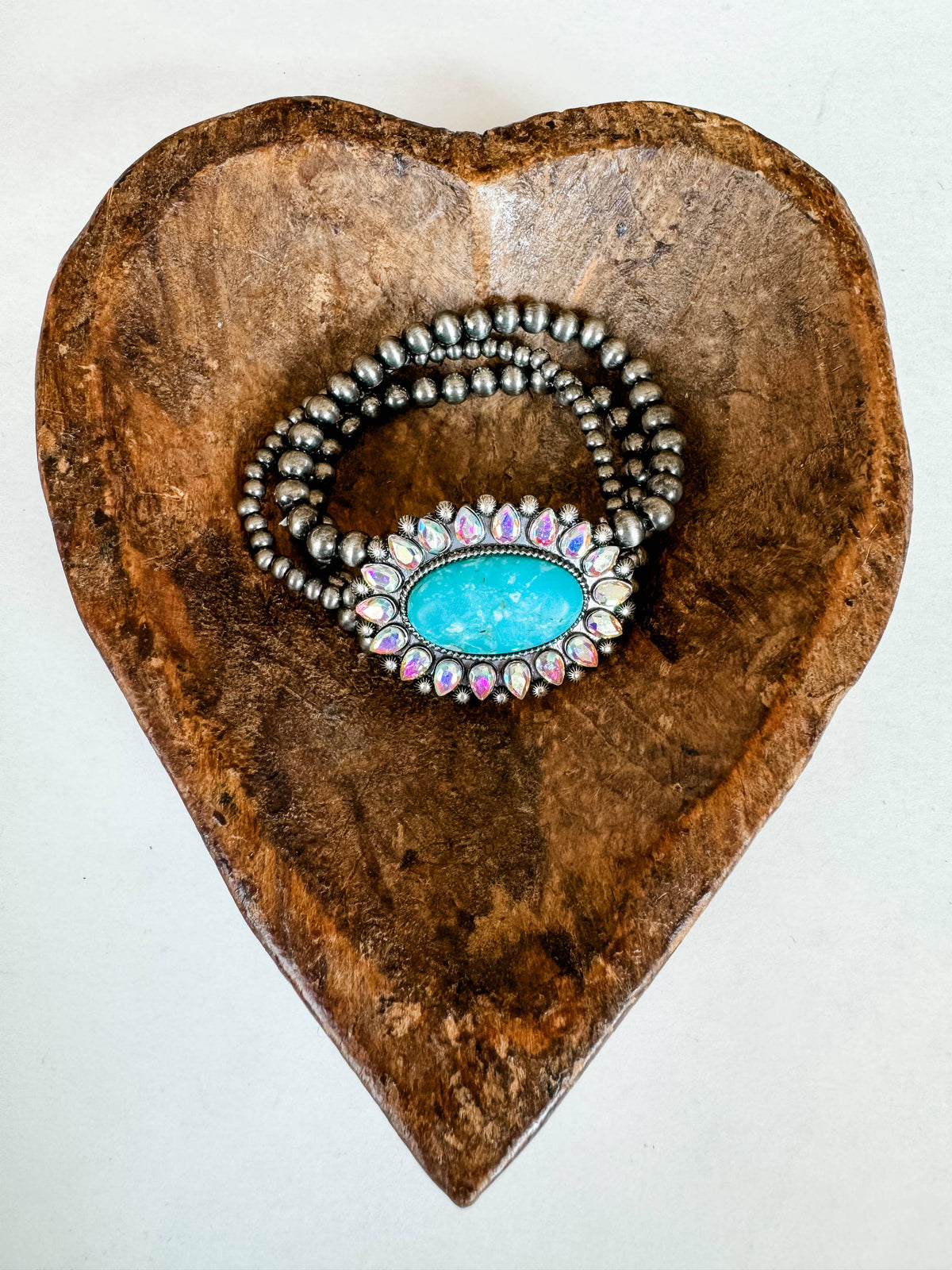 Boho Ranch Shop - Western Beaded Bracelet Navajo Style Turquoise Accent Stone