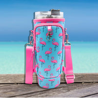 Laberri - 40 oz Tumbler "Handle" Bag - Flamingos