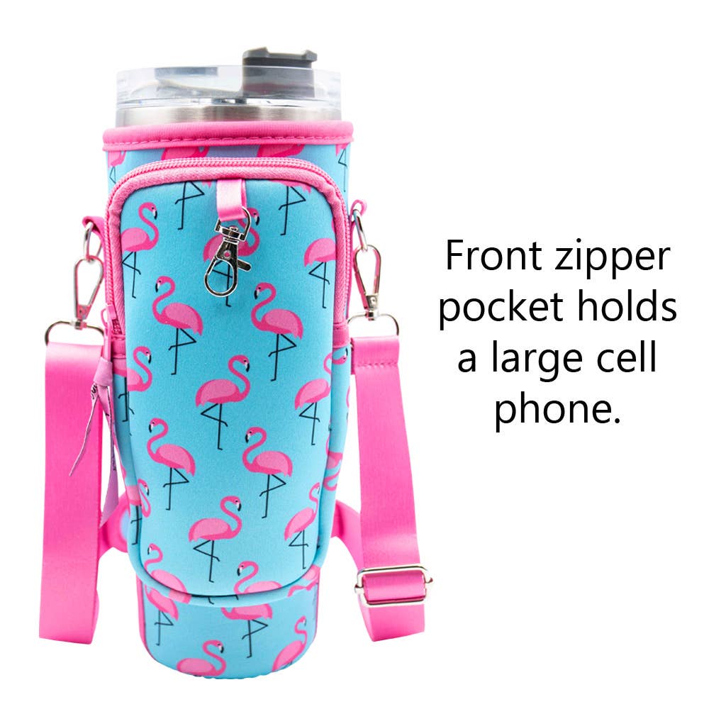 Laberri - 40 oz Tumbler "Handle" Bag - Flamingos