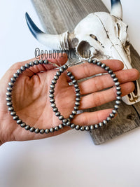 Boho Ranch Shop - 3” Western Navajo Pearl Hoops Earrings