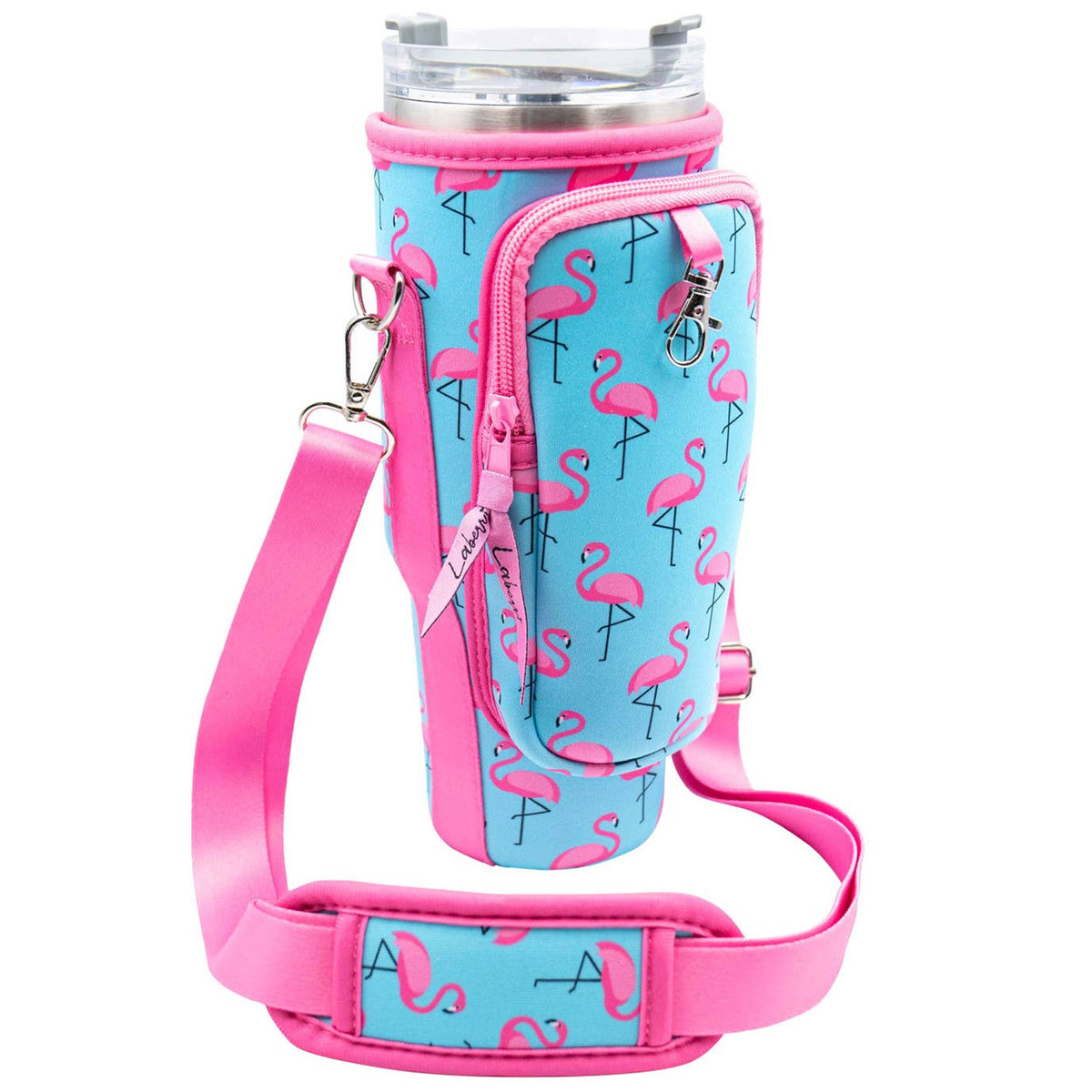 Laberri - 40 oz Tumbler "Handle" Bag - Flamingos