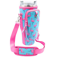 Laberri - 40 oz Tumbler "Handle" Bag - Flamingos